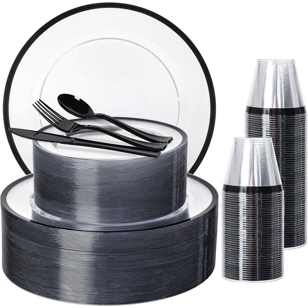 600-Piece Clear and Black Disposable Plastic Flatware Set(Service for 100) price history on PriceWatchPro