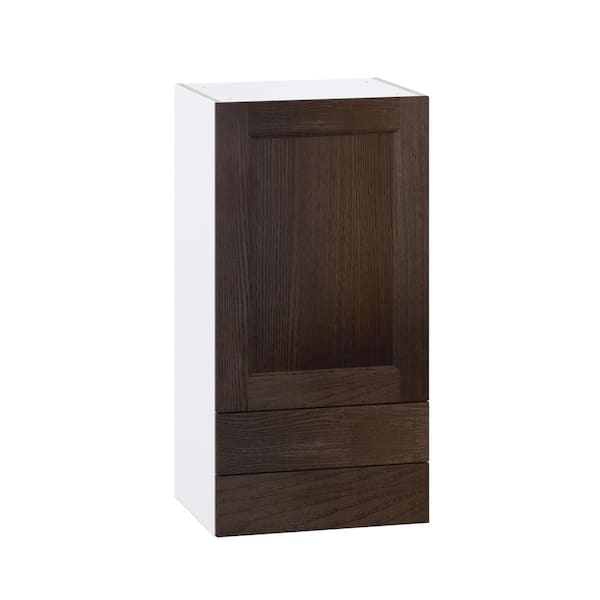J COLLECTION Georgetown 18 in. W x 14 in. D x 35 in. H Assembled Wall Kitchen Cabinet in Chestnut with 2-Drawers