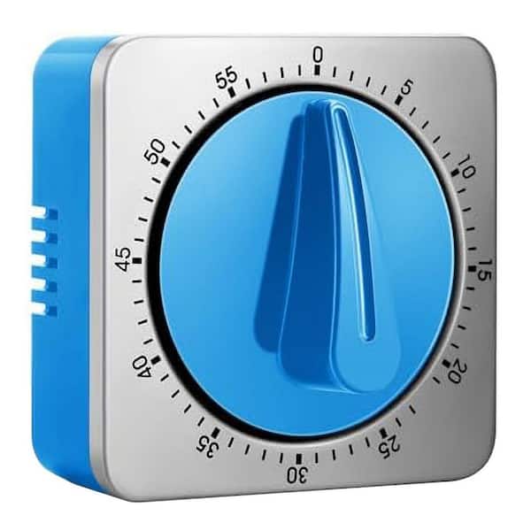 Mechanical Desk Kitchen Timer Blue Analog Display Cooking Timer with Loud Alarm Magnetic Back Stainless Steel