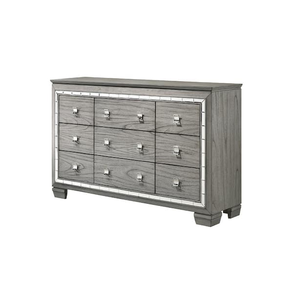 Acme Furniture Antares 9-Drawer Light Gray Oak Dresser (41 in. H X 64 in. W X 18 in. D)