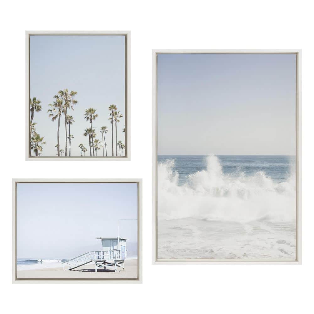 Sylvie Coastal Beach Framed Canvas Art Set, 23x33, 16x20