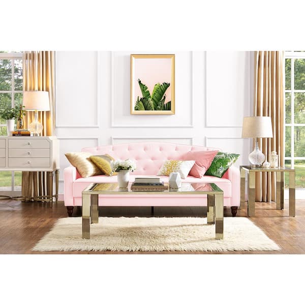 Novogratz Vintage Pink Velvet Tufted Sofa Sleeper 2020757N - The 