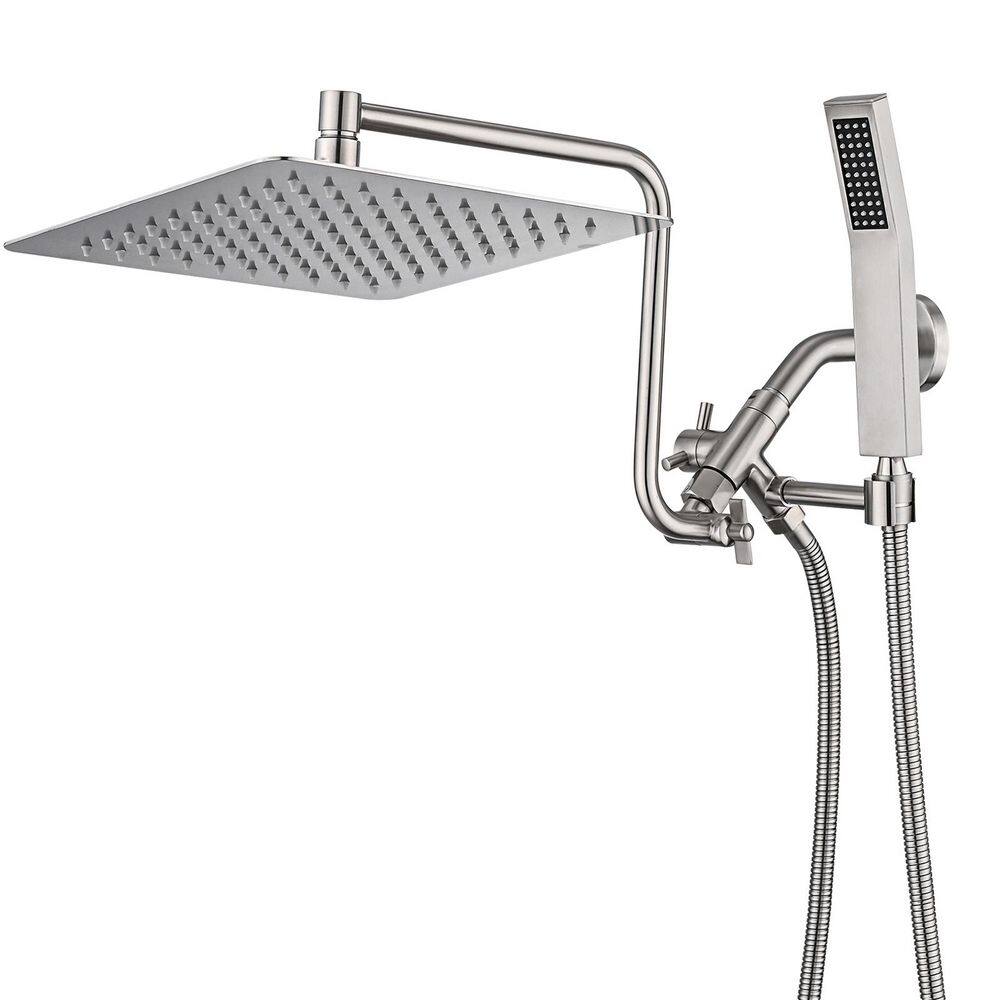 1-Spray 10 in. Wall Mount All Metal Dual Shower Head with Handheld Combo 2.5 GPM in Brushed Nickel price history on PriceWatchPro
