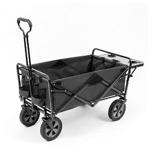 Collapsible Folding Outdoor Garden Utility Wagon Cart with Table in Grey