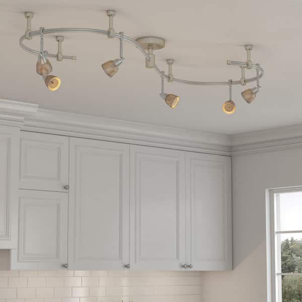 Hampton Bay 12 ft. 120 Volt Flexible Track Lighting Starter Kit in Brushed Steel Finish