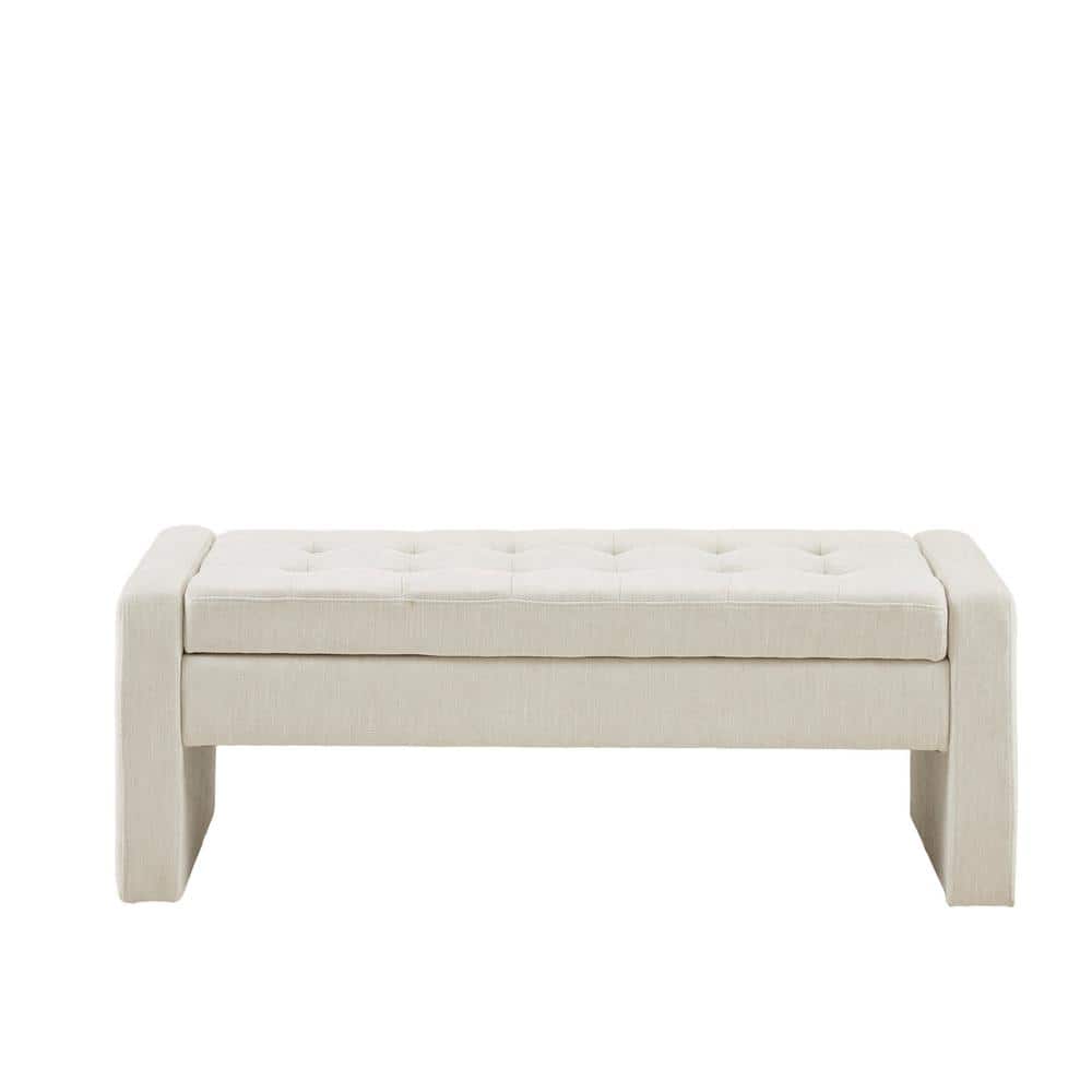 Gillian Cream Upholstered Storage Bench with Flip Top