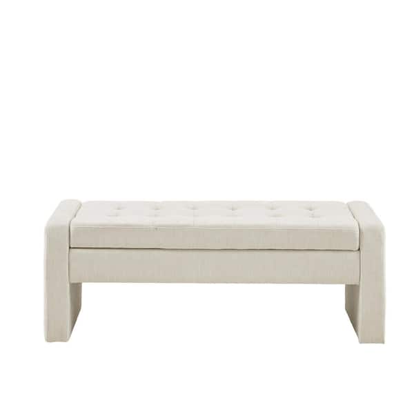 Madison Park Payden Cream Dining Bench 50.5 in. W x 18.5 in. D x 18.5 in. H Soft Close Storage Bench