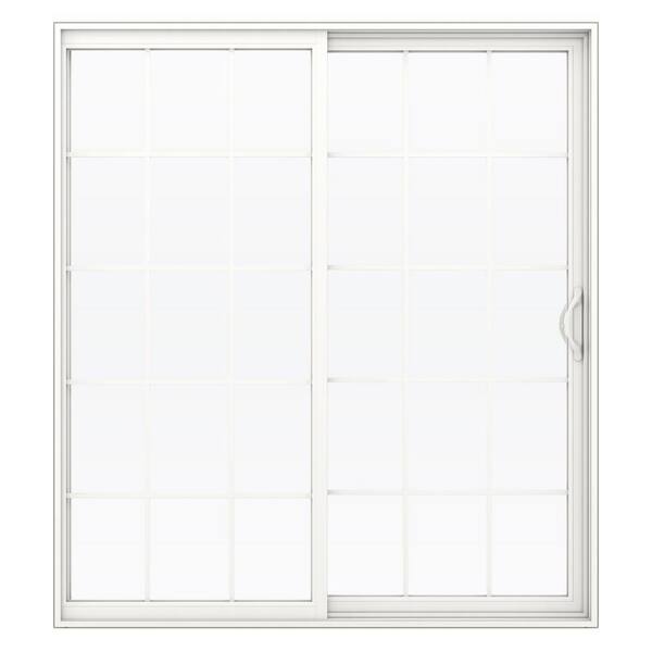 JELD-WEN V-2500 72 in. x 80 in. White Left-Hand Vinyl 15-Lite Sliding Patio Door