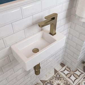 DeerValley Liberty Ceramic Handmade Rectangular Wall Mount Bathroom Sink in White