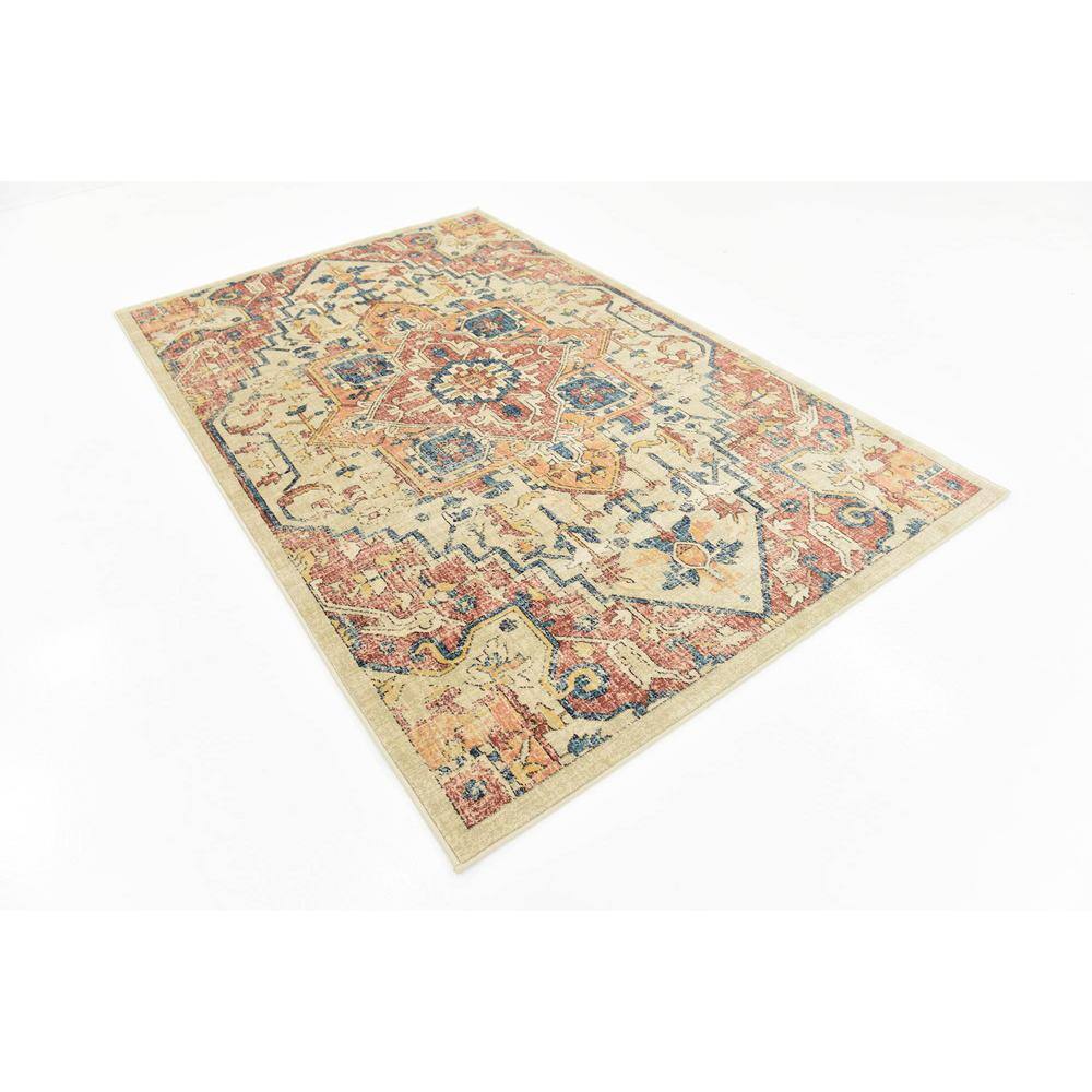 Oslo Beige and Multicolor Rectangular Synthetic Area Rug