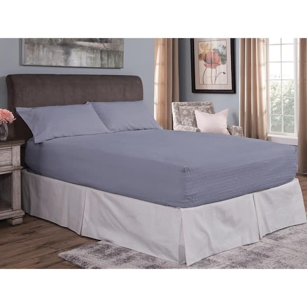 BedTite Absolutely Fitting 3-Piece Blue Solid Jersey Knit Cotton Twin Sheet Set