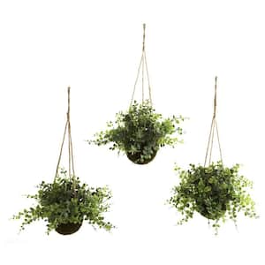 Artificial Eucalyptus, Maiden Hair and Berry Hanging Basket (Set of 3)