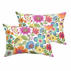 Sorra Home Multi-Floral Outdoor Corded Throw Pillows (2-Pack ...