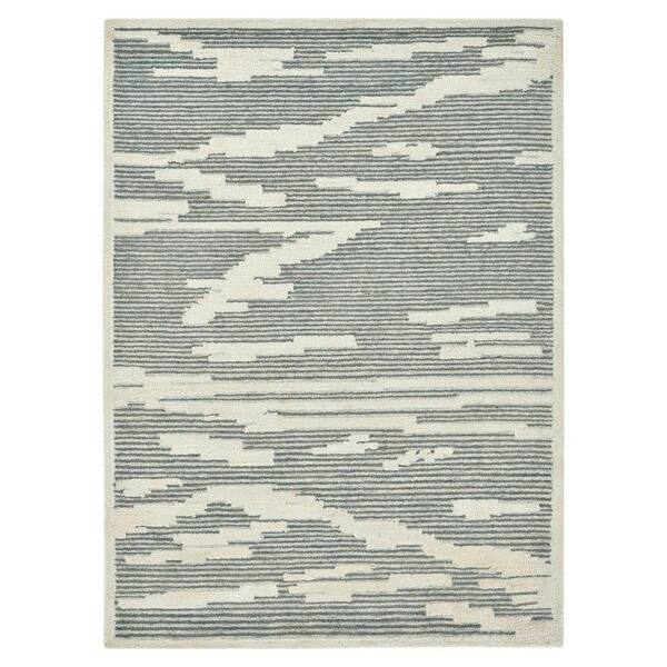 2 ft. x 3 ft. Gray and Beige Wool Abstract Hand Hooked Area Rug
