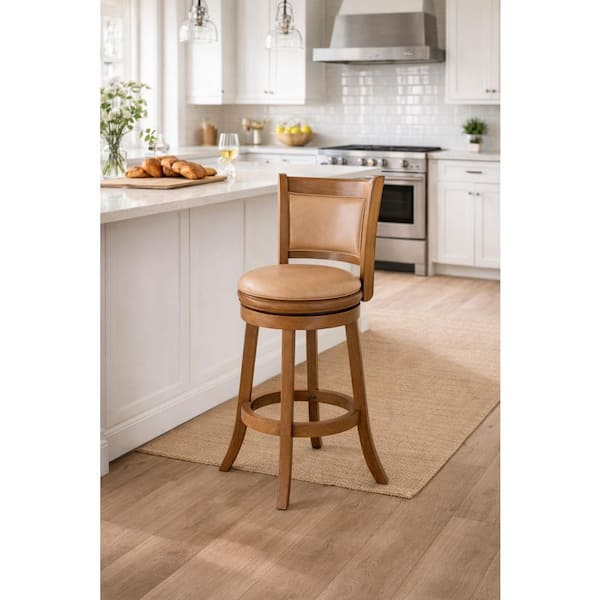 Boraam Augusta 29 in. Light Brown/Chestnut Wire-Brush High Back