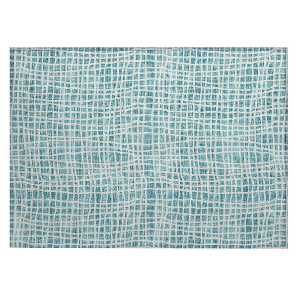 Chantille Machine Washable Indoor/Outdoor Abstract ACN729 Teal 1 ft. 8 in. x 2 ft. 6 in. Area Rug