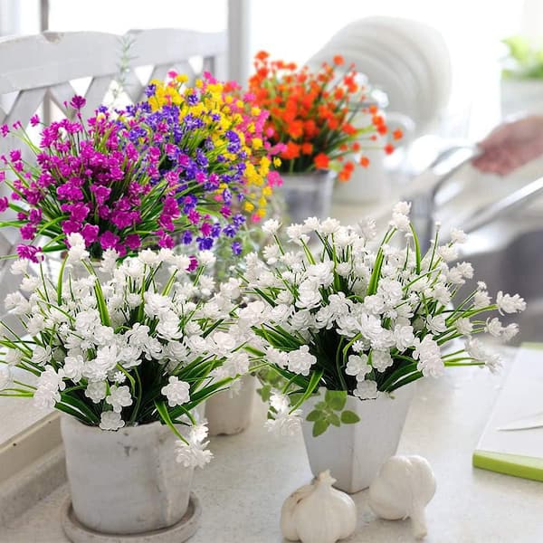 Unbranded 14 in. White Outdoor Artificial Flowers 20 Bundles