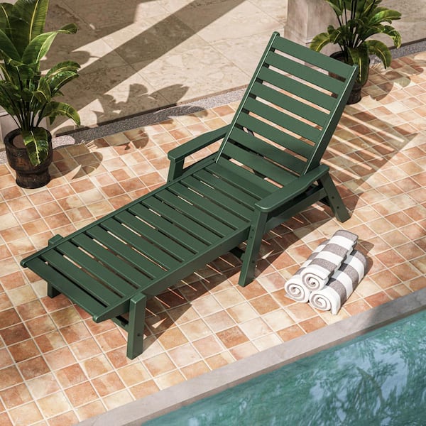 POLYWOOD Grant Park Green Chaise Lounge with Arms