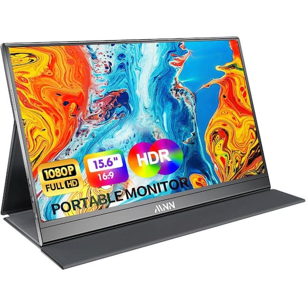 Lukyamzn Portable Monitor 15.6 in. FHD 1080P USB C HDMI Gaming Ultra-Slim IPS Display with Smart Cover and Speakers for Laptop PC