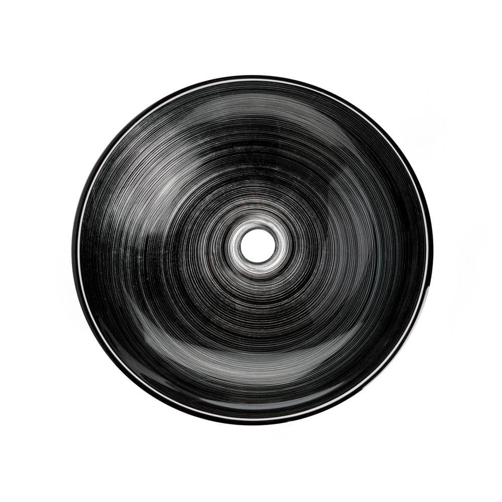 16.38'' Silver and Black Glass Vessel Sink
