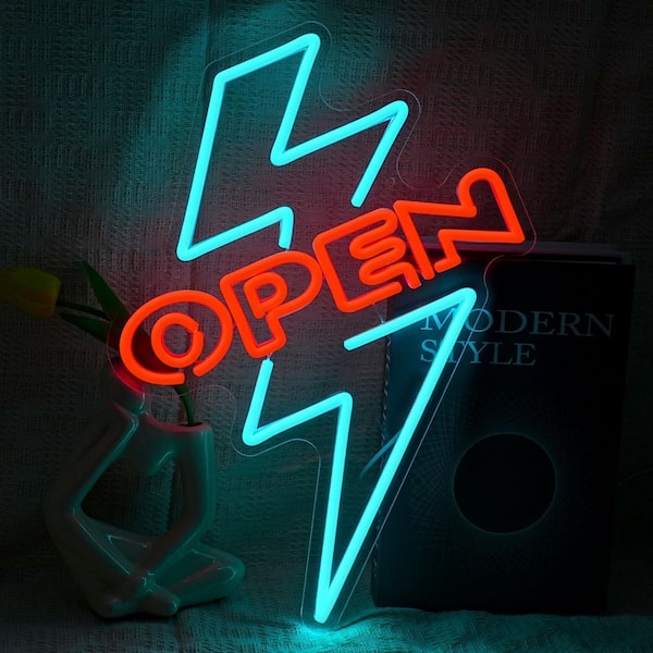 Afoxsos Lightning Series Blue LED Neon Sign Dimmable Switch USB