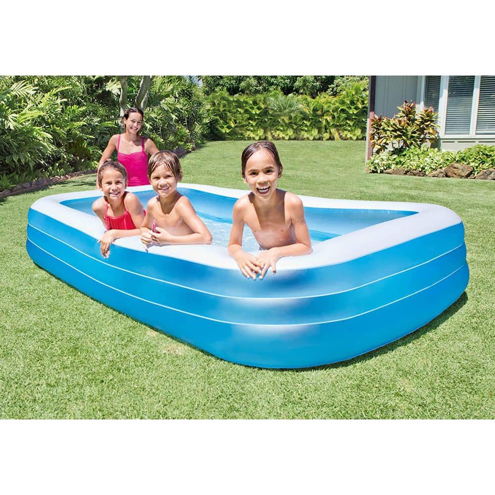 Large Blue and White Rectangular Inflatable Pool