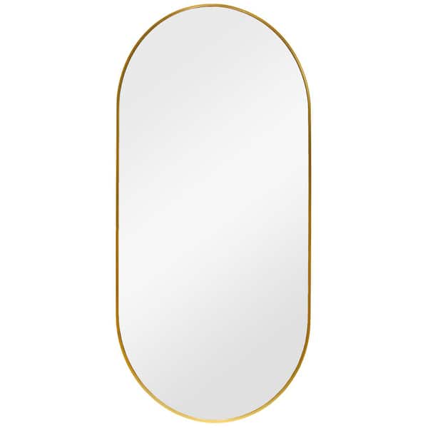 Mirrorize Canada 24 in. W x 48 in. H Gold Elegant Oblong Mirror finished with Aluminum Frame