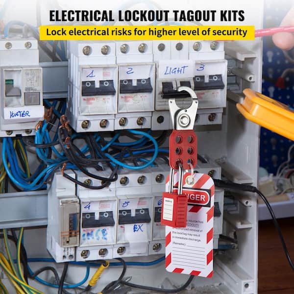 58-Pieces Lockout Tagout Kit, Electrical Safety Loto Set with Padlocks, Hasp, Tags, Zip Ties, Lockout Station