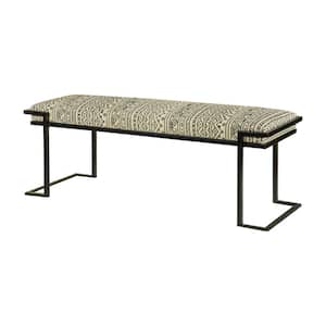 Black and White Accent Bench with Sled Legs 18.5 in. H x 47 in. W x 16 in. D