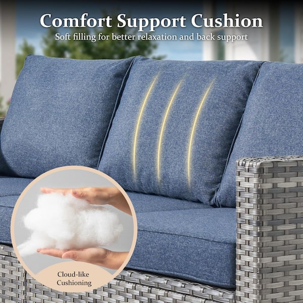 OVIOS New Vultros Gray 7-Piece Wicker Outdoor Patio Conversation
