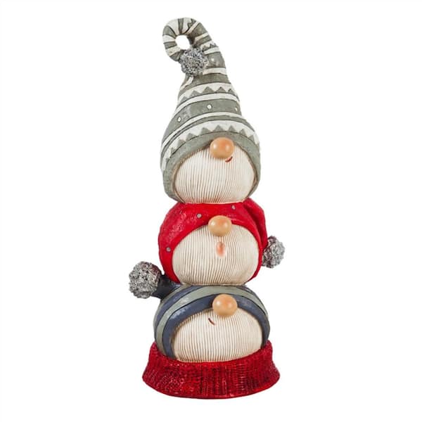 Evergreen Holiday Gnome Totem 16 in. Garden Statue