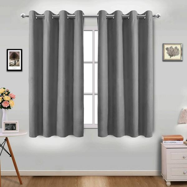 Pro Space 70 In W X 63 In L Blackout Curtains With Grommet Top Room Darkening Noise Reducing For Living Room Grey 1 Panel Icbo7063gy1p The Home Depot