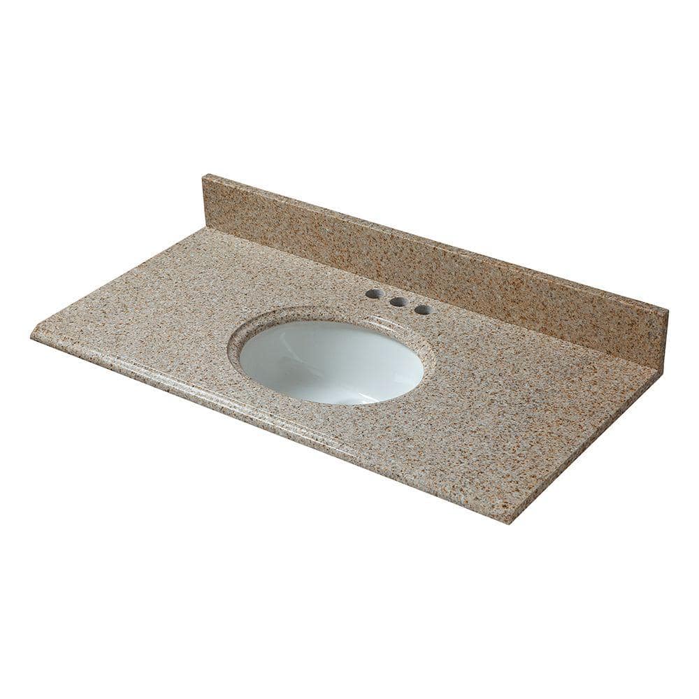 Reviews For Pegasus 31 In W X 19 In D Granite Single Basin Vanity Top In Beige With White Single Basin 31198 The Home Depot