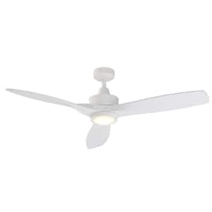 Maywood 52 in. Integrated LED Indoor/Outdoor White Contemporary Propeller Ceiling Fan, Wood Blades, Light Kit