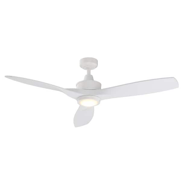 NORTH AVENUE Maywood 52 in. Integrated LED Indoor/Outdoor White Contemporary Propeller Ceiling Fan, Wood Blades, Light Kit