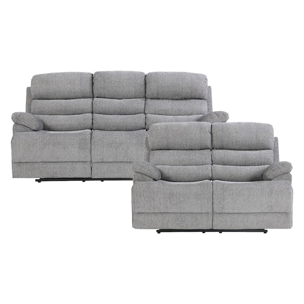 EVERGLADE HOME Ember 145 in. W Round Arm Chenille Rectangle Sofa in Gray with 5-Seats