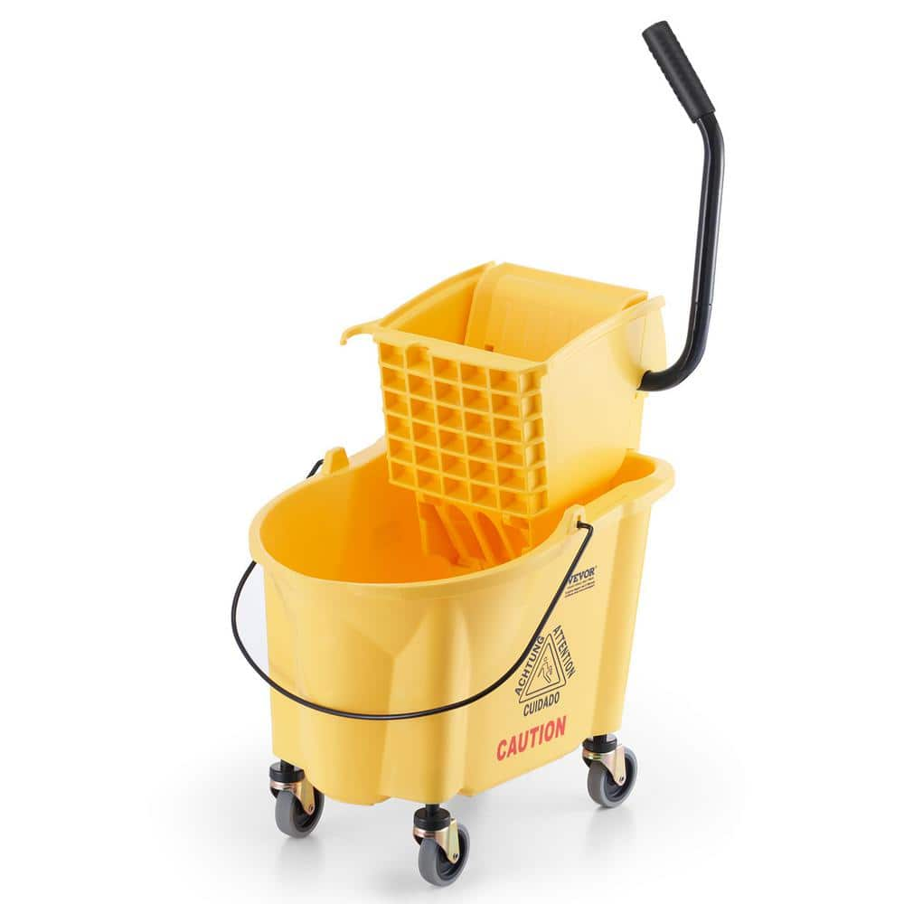 VEVOR Mop Bucket With Wringer 26 Qt. Commercial Mop Bucket With Side ...