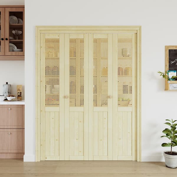 WAQ×DOORS　FOLDING WOOD TABLE ARK DESIGN 60 in. x 80 in. Paneled Solid Core Unfinished Pine Wood