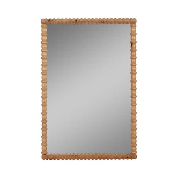 Liv & Skye Brown 30 in. x 44 in. Natural Carved Rectangular Wood Mirror