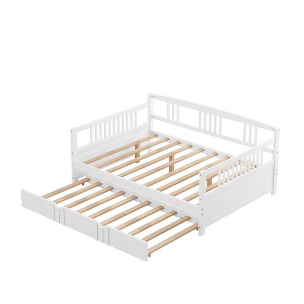 ZIRUWU White Full Size Daybed Wood Bed with Twin Size Trundle ZT-ZQP1DB ...