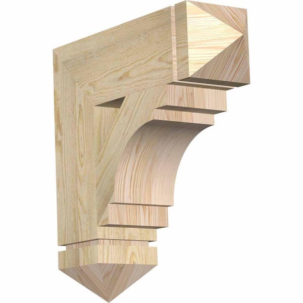 Ekena Millwork 6 in. x 22 in. x 22 in. Douglas Fir Merced Arts and Crafts Rough Sawn Bracket