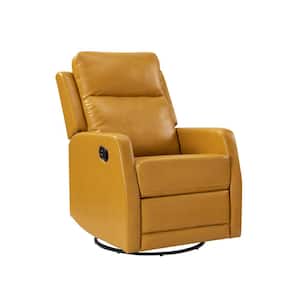 Coral Classic Mustard Upholstered Rocker Wingback Swivel Recliner with Metal Base