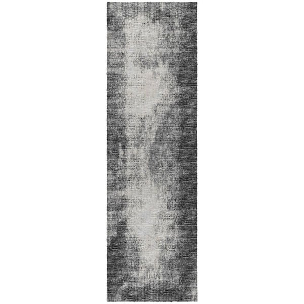 Dream Shag Premium Machine Washable Abstract ADS34 Black 2 ft. x 7 ft. Runner Rug
