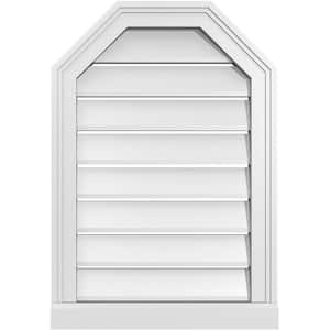 18 in. x 26 in. Octagonal Top Surface Mount PVC Gable Vent: Functional with Brickmould Sill Frame
