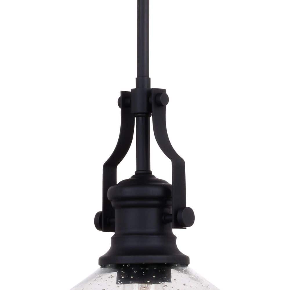 Beloit Matte Black Mini Pendant with Clear Seeded Glass