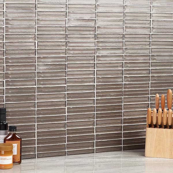 Tara Brown 11.61 in. x 11.73 in. Stacked Glass Mosaic Tile (0.95 Sq. Ft. / Sheet)
