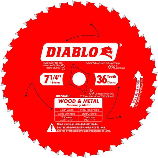 DIABLO 7-1/4 in. x 36-Tooth Wood & Metal Circular Saw Blade