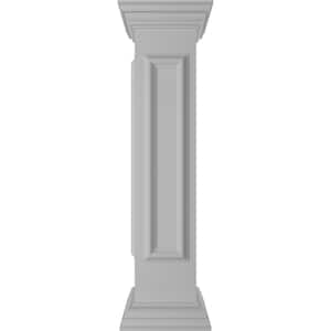Corner 40 in. x 8 in. White Box Newel Post with Panel, Peaked Capital and Base Trim (Installation Kit Included)