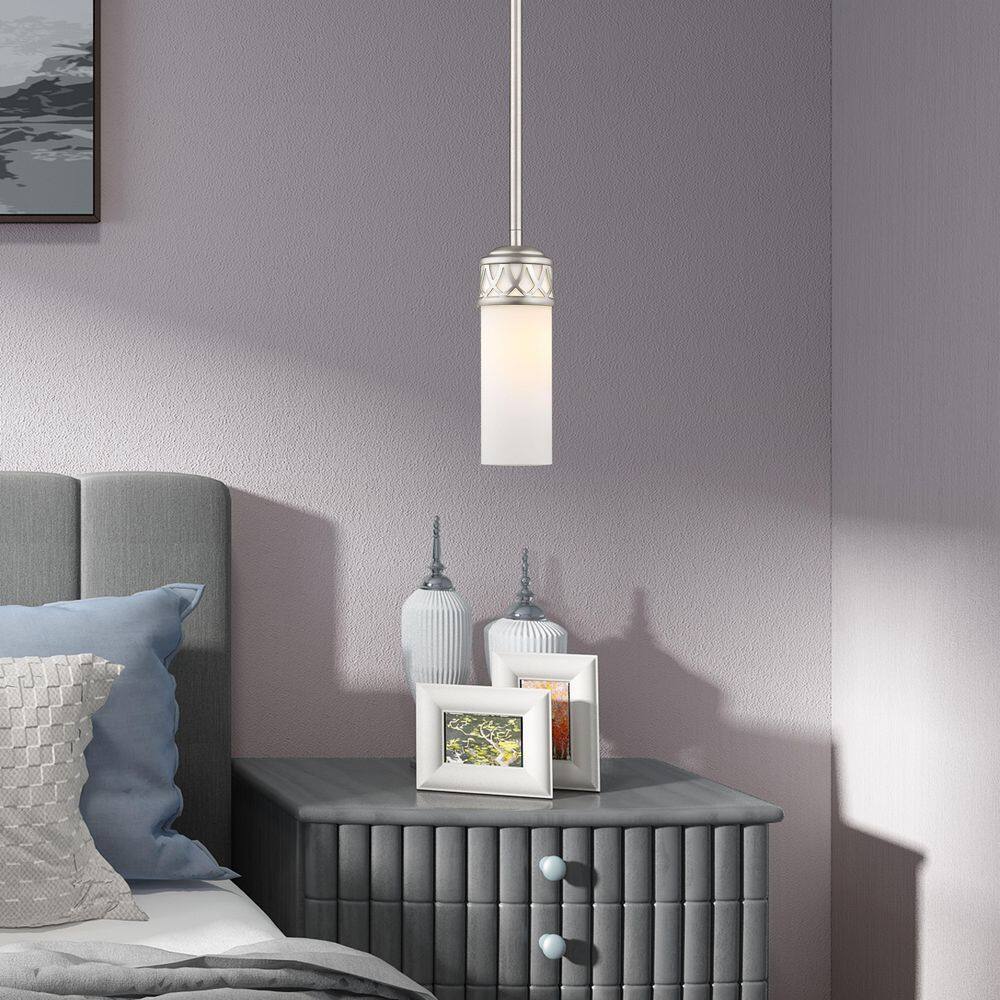 Elegant Brushed Nickel Mini Pendant with Satin White Glass Shade