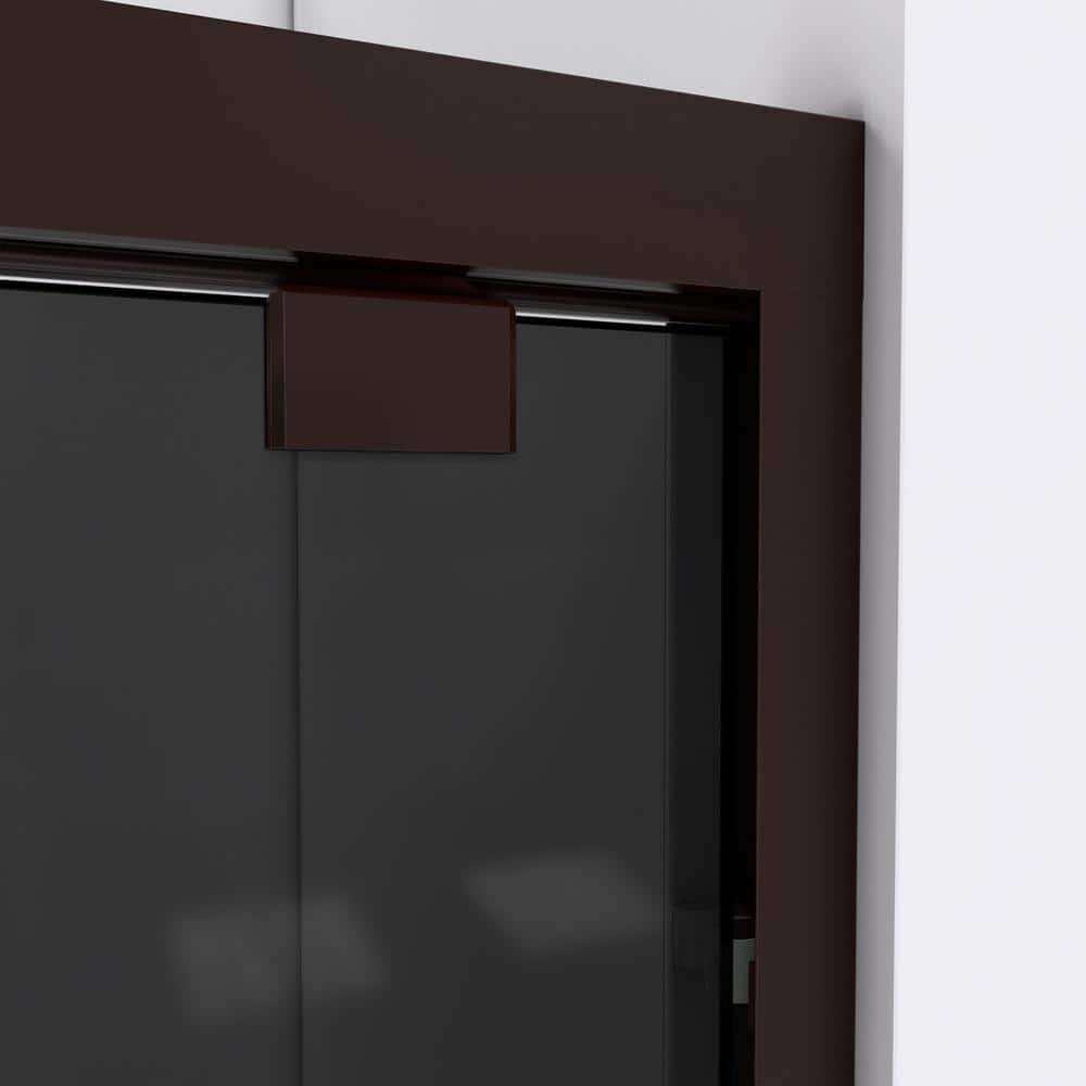 Encore 56-60" Oil Rubbed Bronze Semi-Frameless Sliding Shower Door with Smoke Gray Glass
